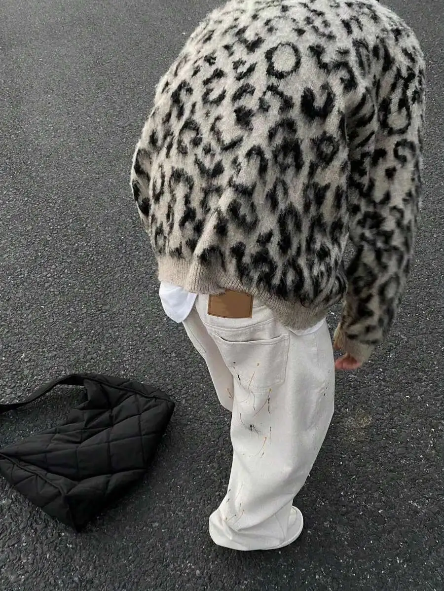 ヒョウ柄  リラックス ストリート ニット クルーネック セーター