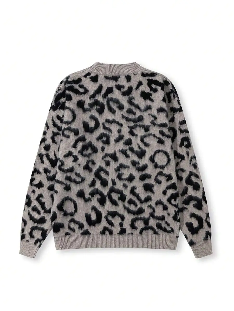 ヒョウ柄  リラックス ストリート ニット クルーネック セーター