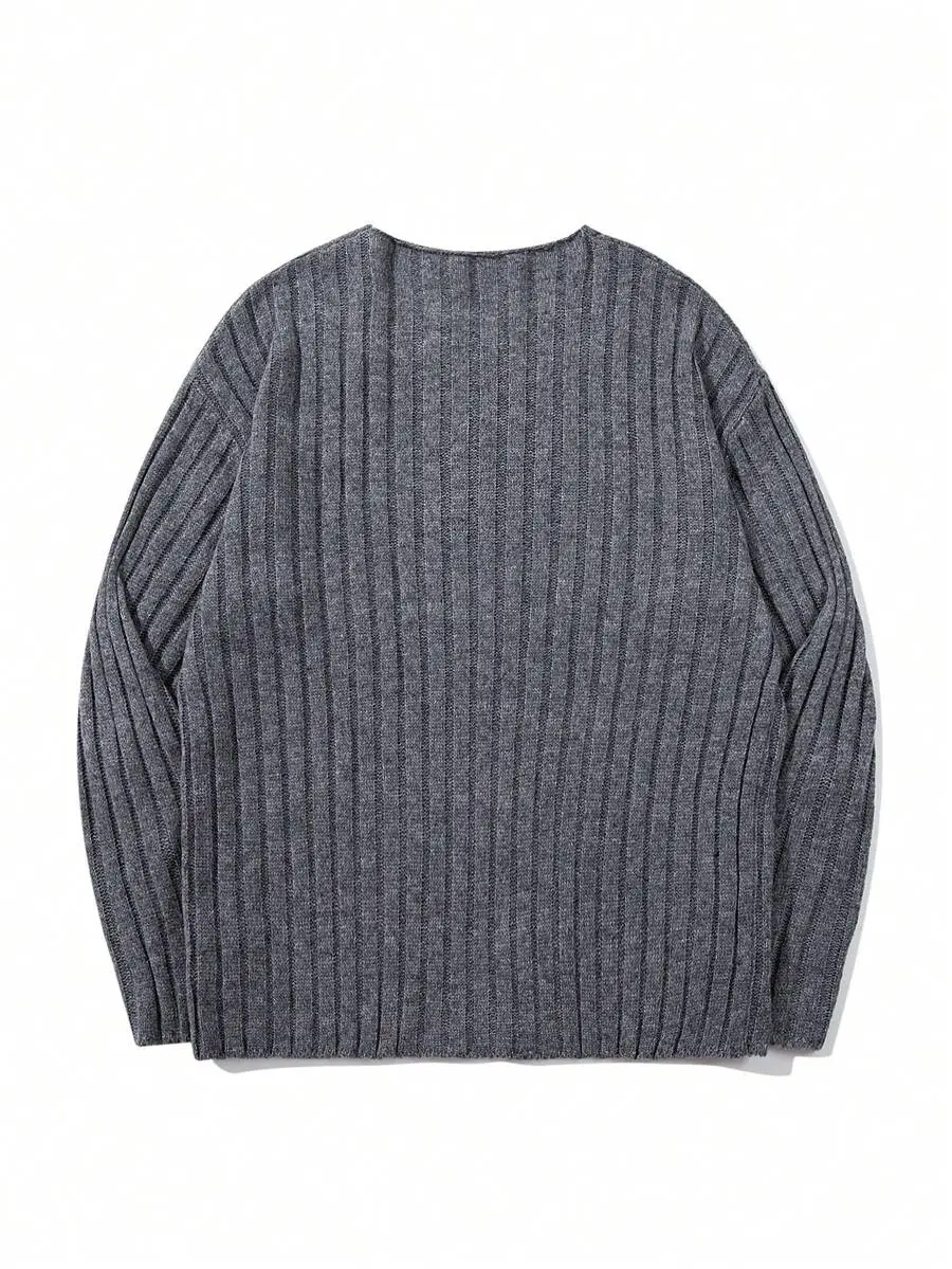 ストリート ドロップショルダー クルーネック 長袖 ニットプルオーバー セーター