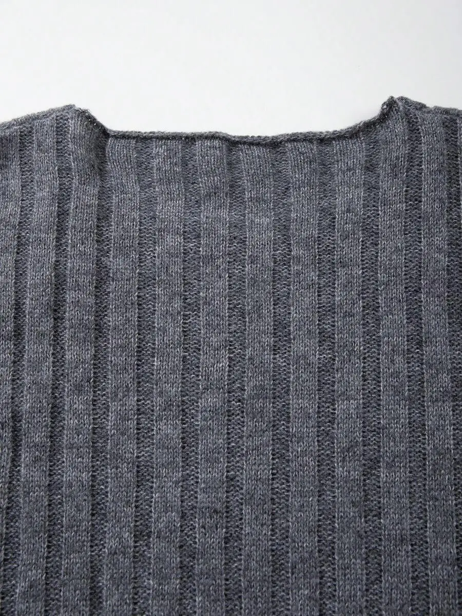 ストリート ドロップショルダー クルーネック 長袖 ニットプルオーバー セーター