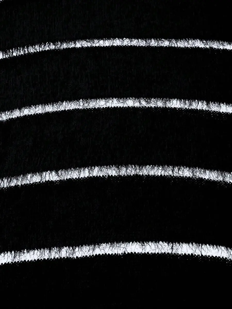 ユニセックス カジュアル ルーズフィット ストライプ柄 プルオーバーセーター