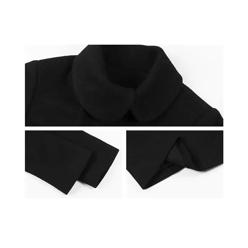 アウター ロングコート ダブルブレスト 気質満点 オーバーコート ブラック