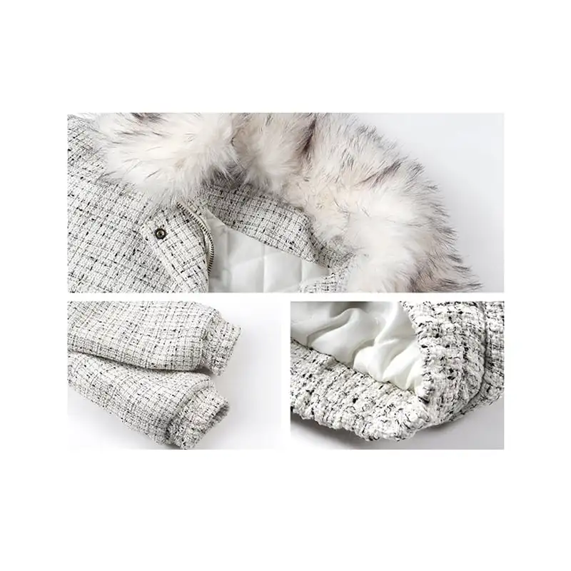 シティガールファッション ツイード ゆったり ファー付き キルティングジャケット