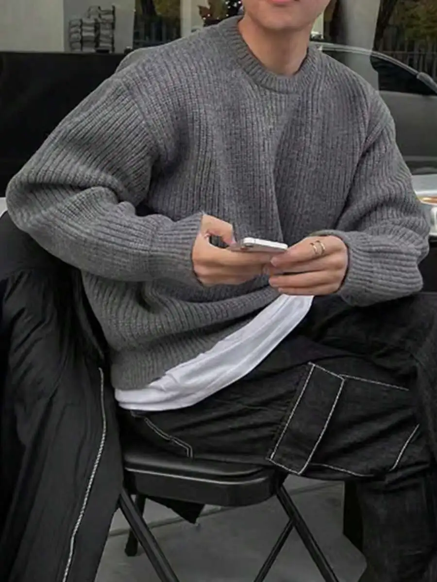 着心地の良い ニット セーター カジュアル ユニセックス 長袖 トップス