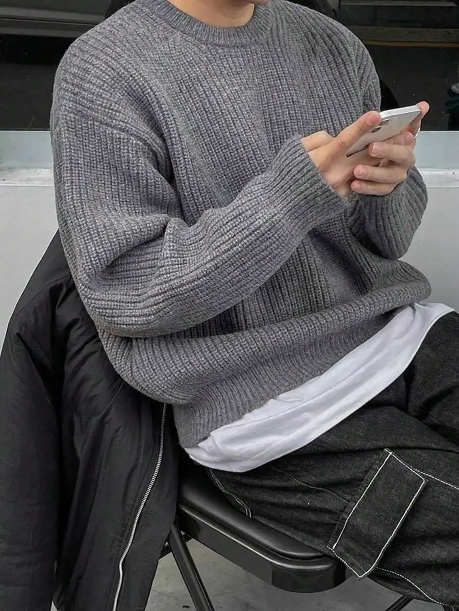 着心地の良い ニット セーター カジュアル ユニセックス 長袖 トップス