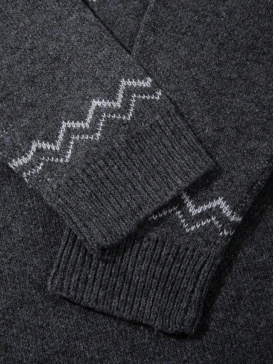 ラウンドネック ルーズ ユニセックス プルオーバー ニット 長袖 セーター