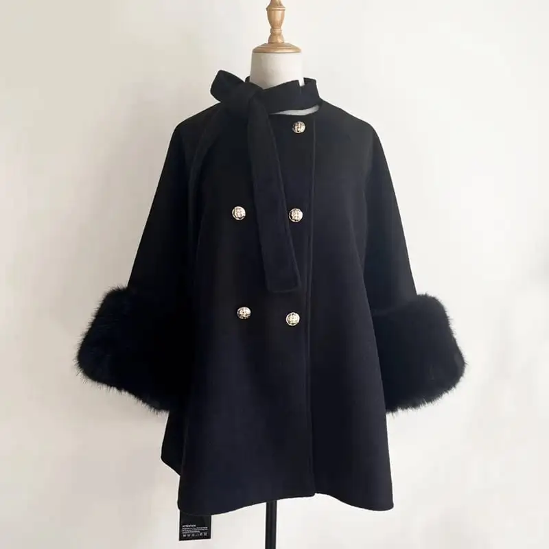 アウター コート 気質溢れる 無地 ダブルブレスト ブラック