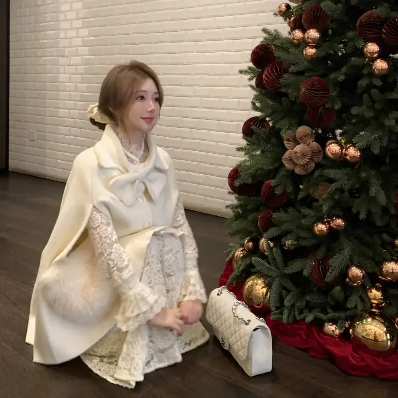 ケープコート ウール シングルブレスト ライトベージュ