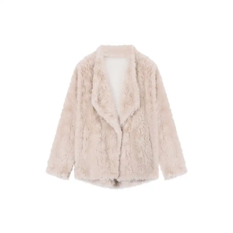 アウター フェイクファー ぬくぬく ピンク ベージュ