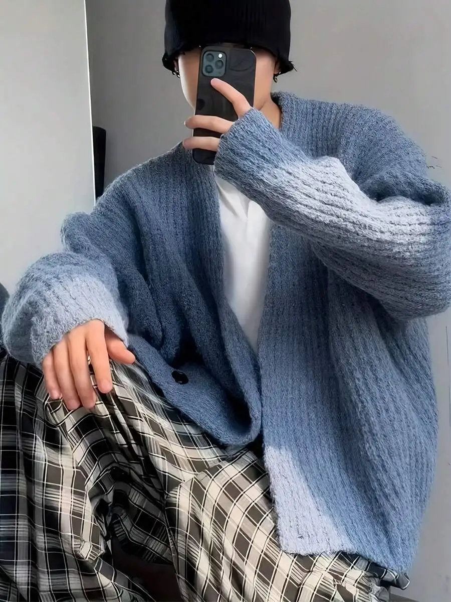 柔らかい ニット カーディガン セーター ゆったり カジュアル