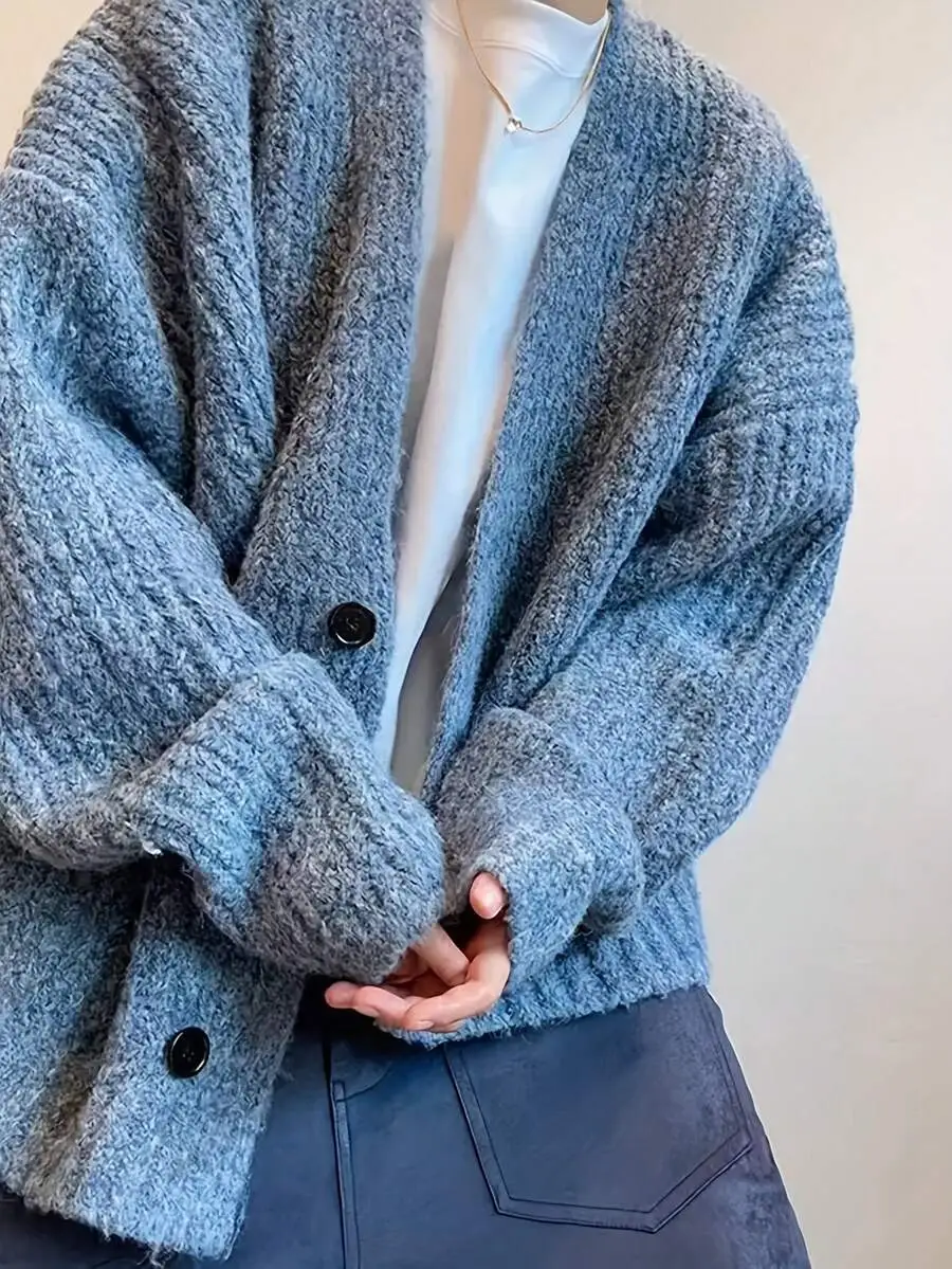 柔らかい ニット カーディガン セーター ゆったり カジュアル