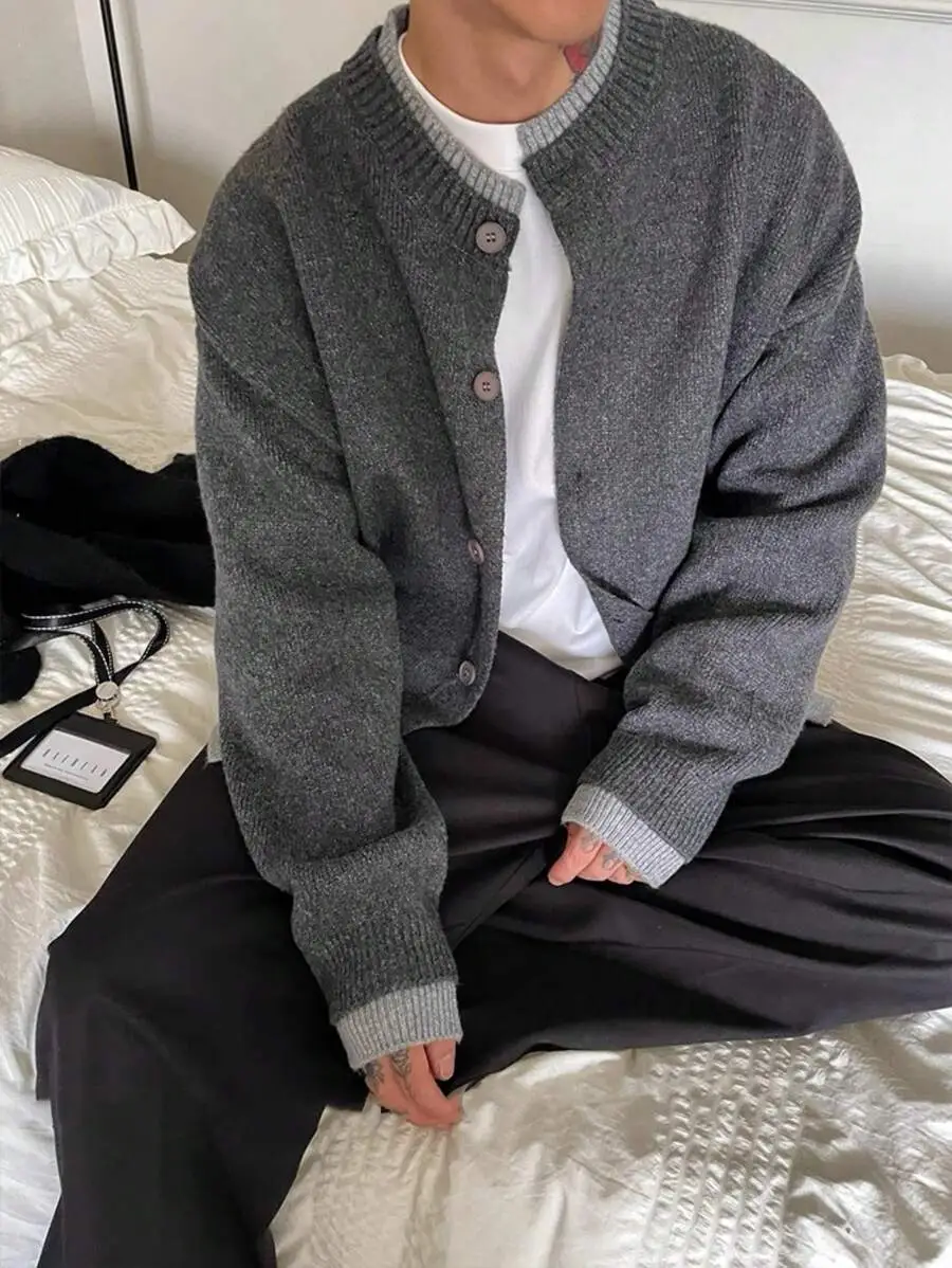 カジュアル シンプル ニットカーディガン 長袖トップス