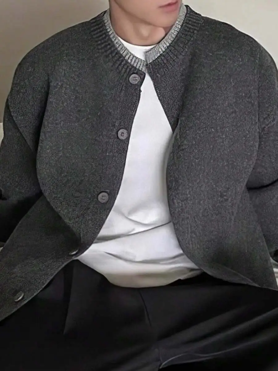 カジュアル シンプル ニットカーディガン 長袖トップス