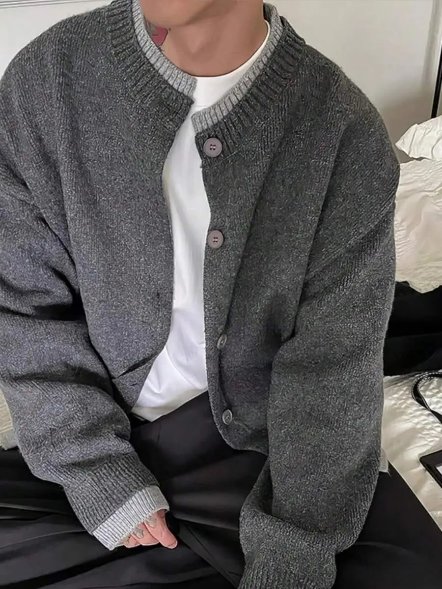 カジュアル シンプル ニットカーディガン 長袖トップス