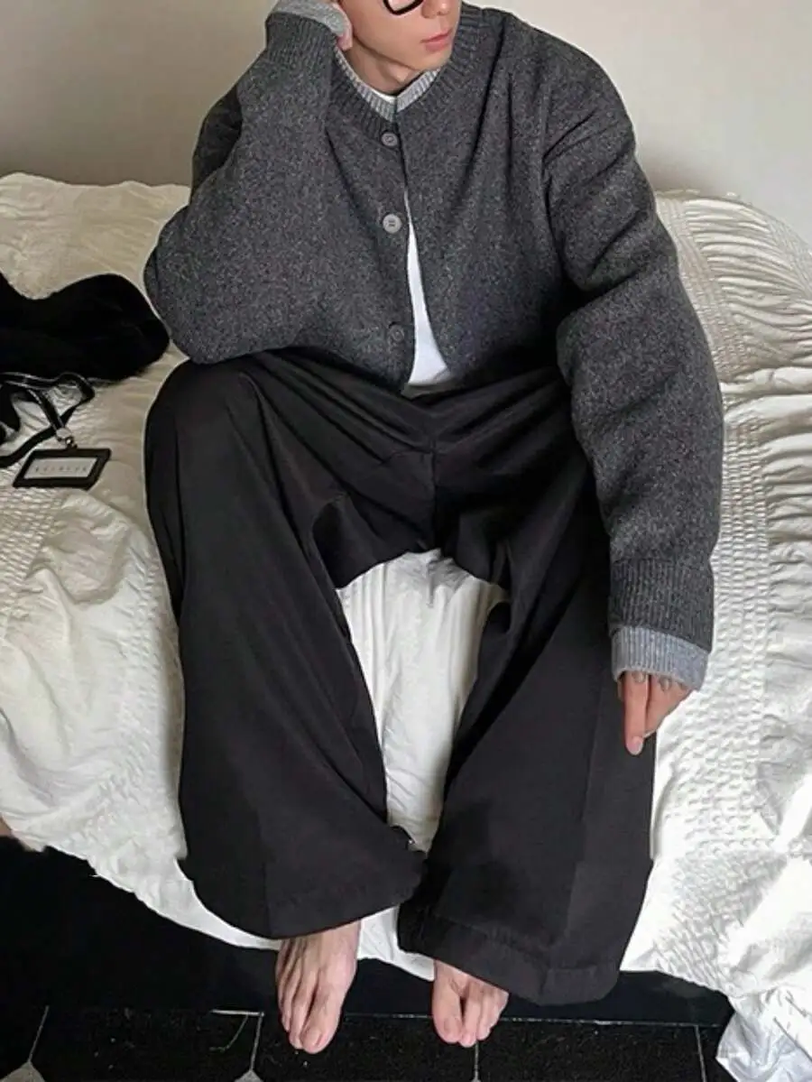 カジュアル シンプル ニットカーディガン 長袖トップス