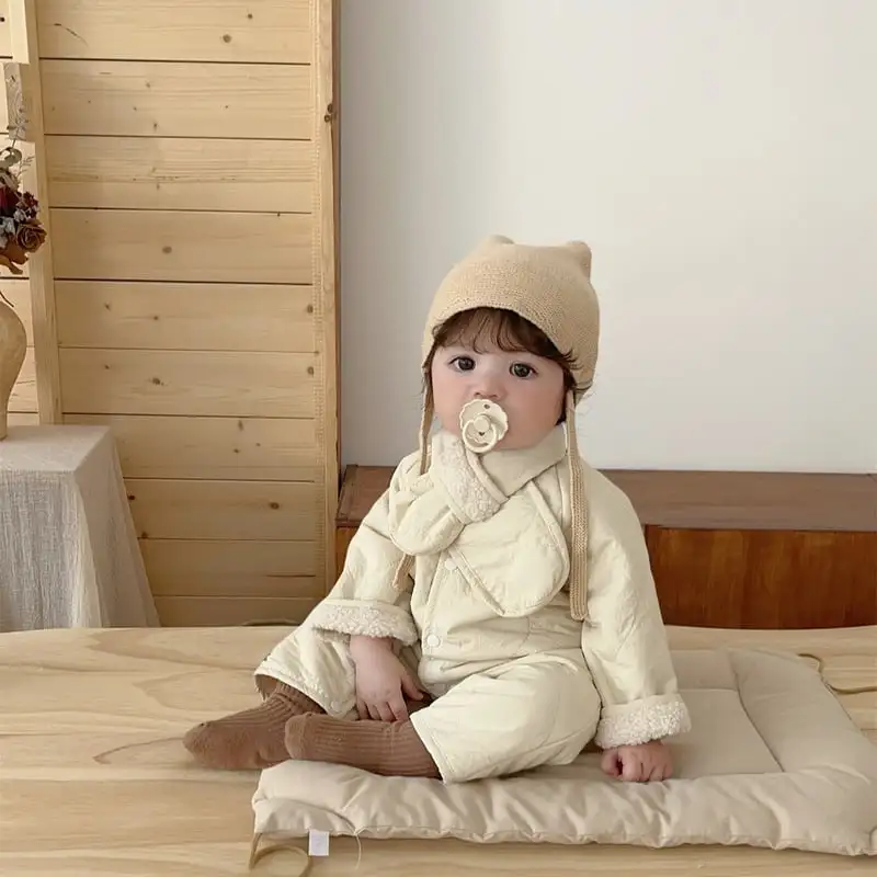 【66-90cm】冬新作　暖かい防寒ロンパース＆マフラー