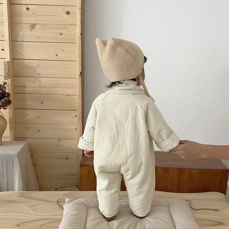 【66-90cm】冬新作　暖かい防寒ロンパース＆マフラー