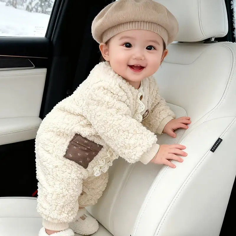 【66-100cm】冬新作　もこも防寒ロンパース