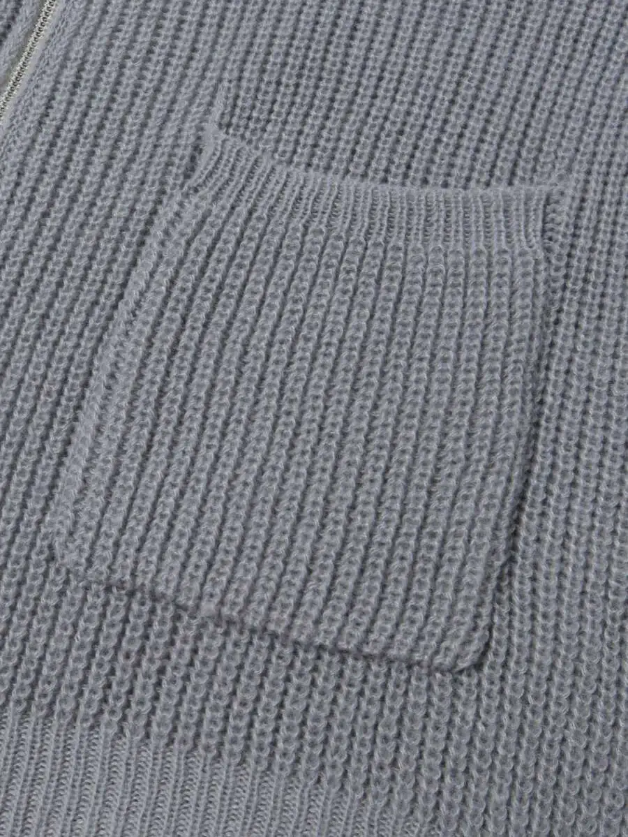 ジップアップ ルーズ カジュアル リラックス ドロップショルダー  無地 ニット カーディガン