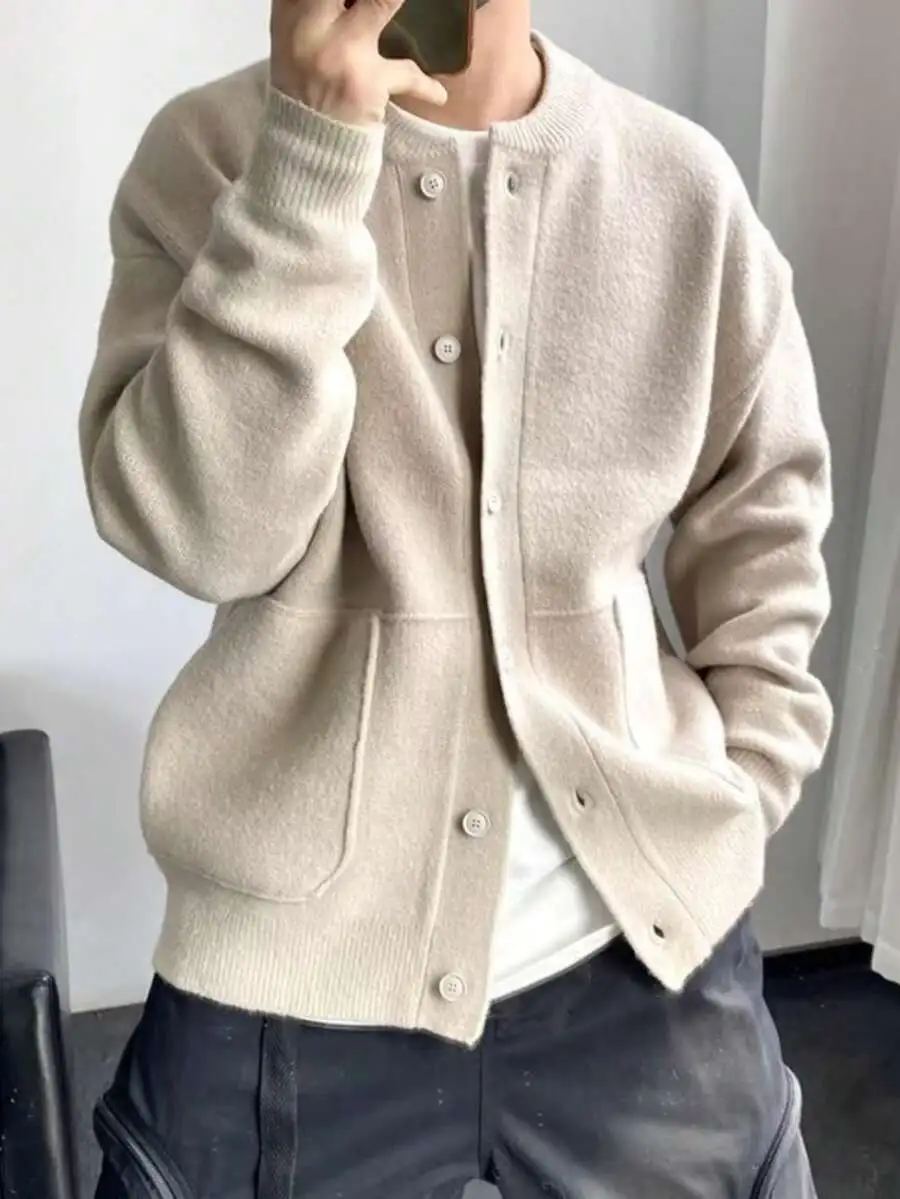 ジッパー カジュアル 通気性 無地 長袖 カーディガン