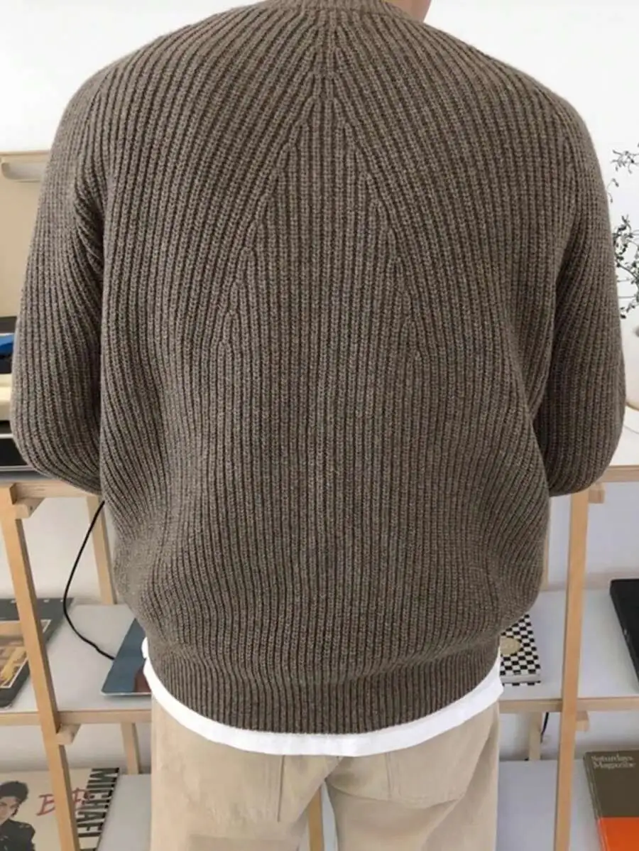 ルーズ 無地 カジュアル 通勤 クルーネック ニットセーター