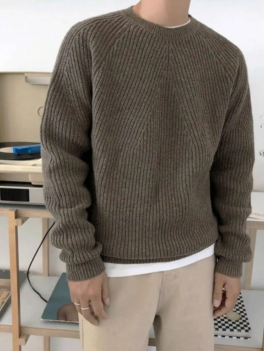 ルーズ 無地 カジュアル 通勤 クルーネック ニットセーター