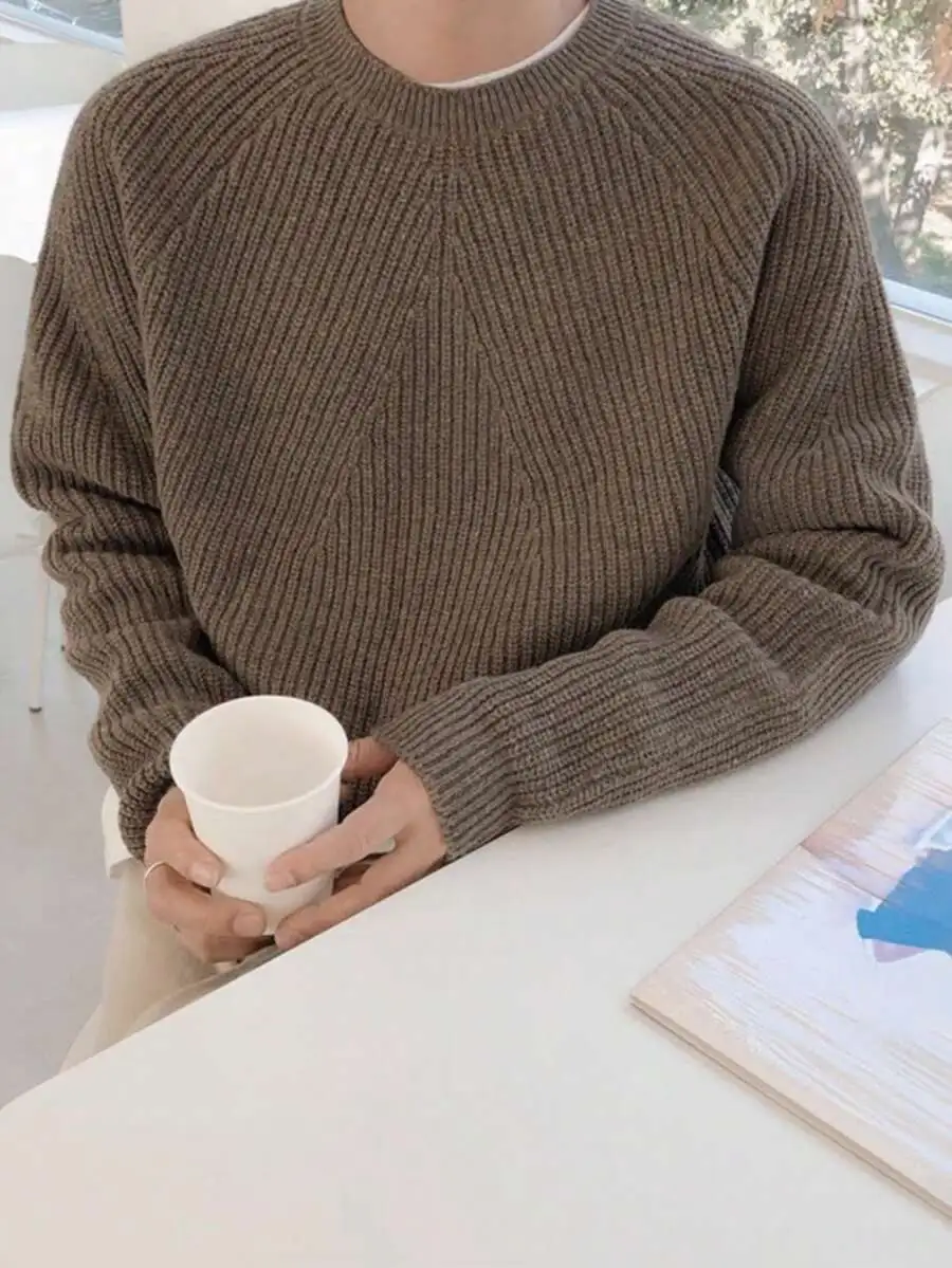 ルーズ 無地 カジュアル 通勤 クルーネック ニットセーター