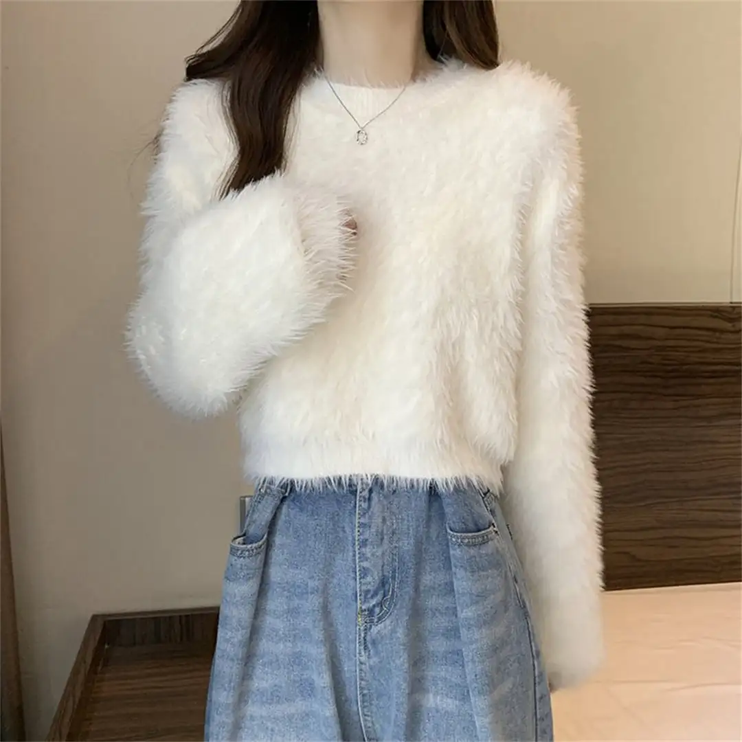 5colors トップス 韓国風 甘系 ショートニット ふわふわ肌触り