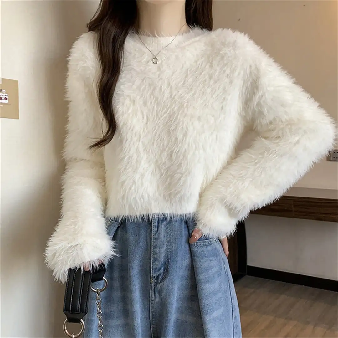 5colors トップス 韓国風 甘系 ショートニット ふわふわ肌触り