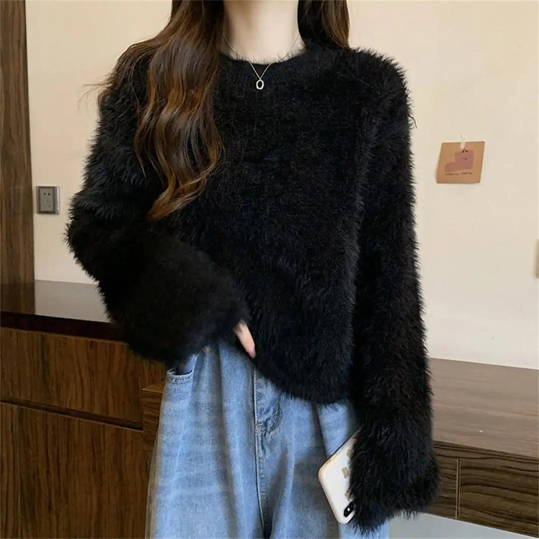 5colors トップス 韓国風 甘系 ショートニット ふわふわ肌触り