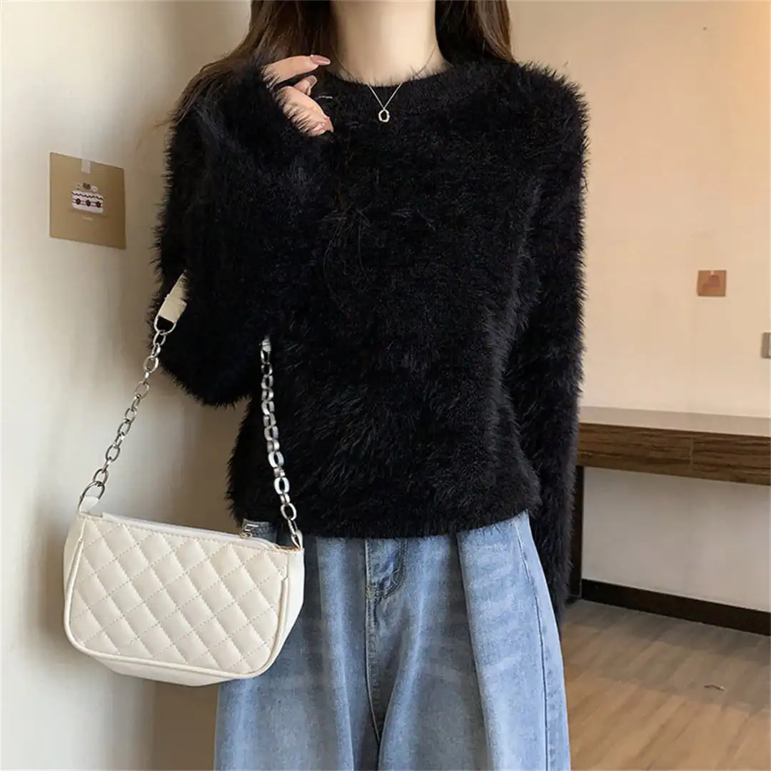 5colors トップス 韓国風 甘系 ショートニット ふわふわ肌触り