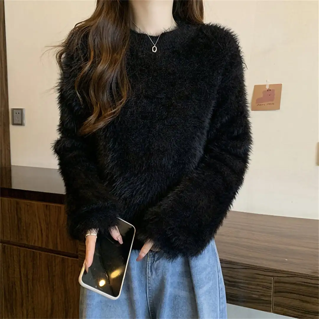 5colors トップス 韓国風 甘系 ショートニット ふわふわ肌触り