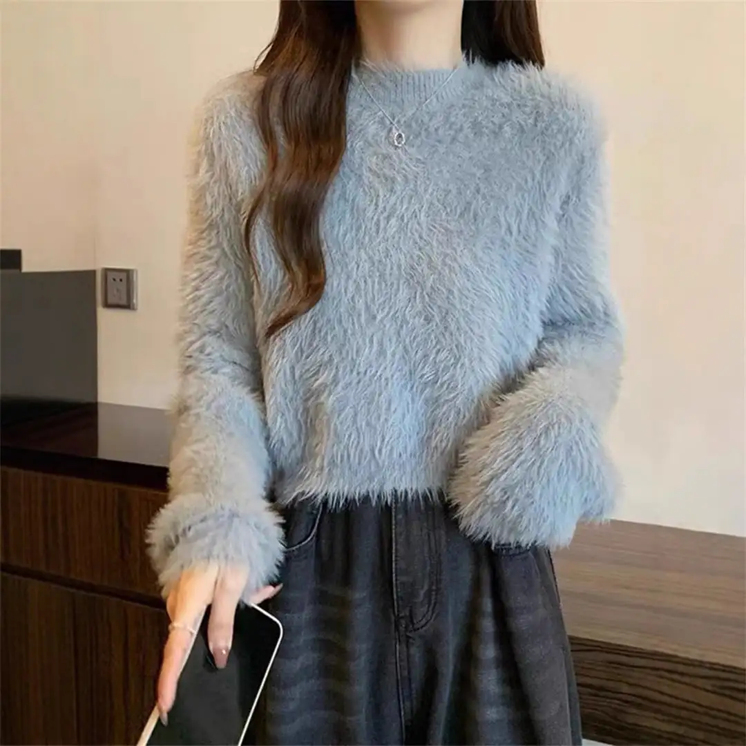 5colors トップス 韓国風 甘系 ショートニット ふわふわ肌触り