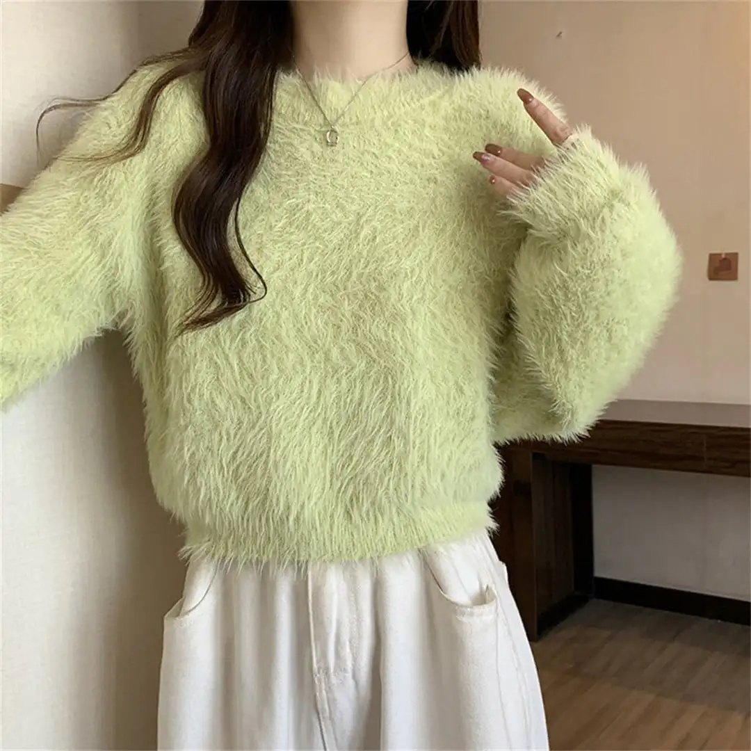 5colors トップス 韓国風 甘系 ショートニット ふわふわ肌触り