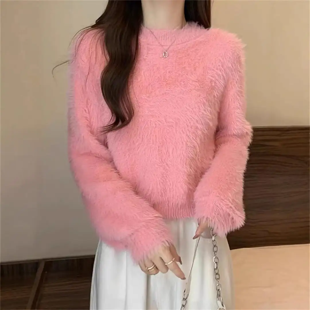 5colors トップス 韓国風 甘系 ショートニット ふわふわ肌触り