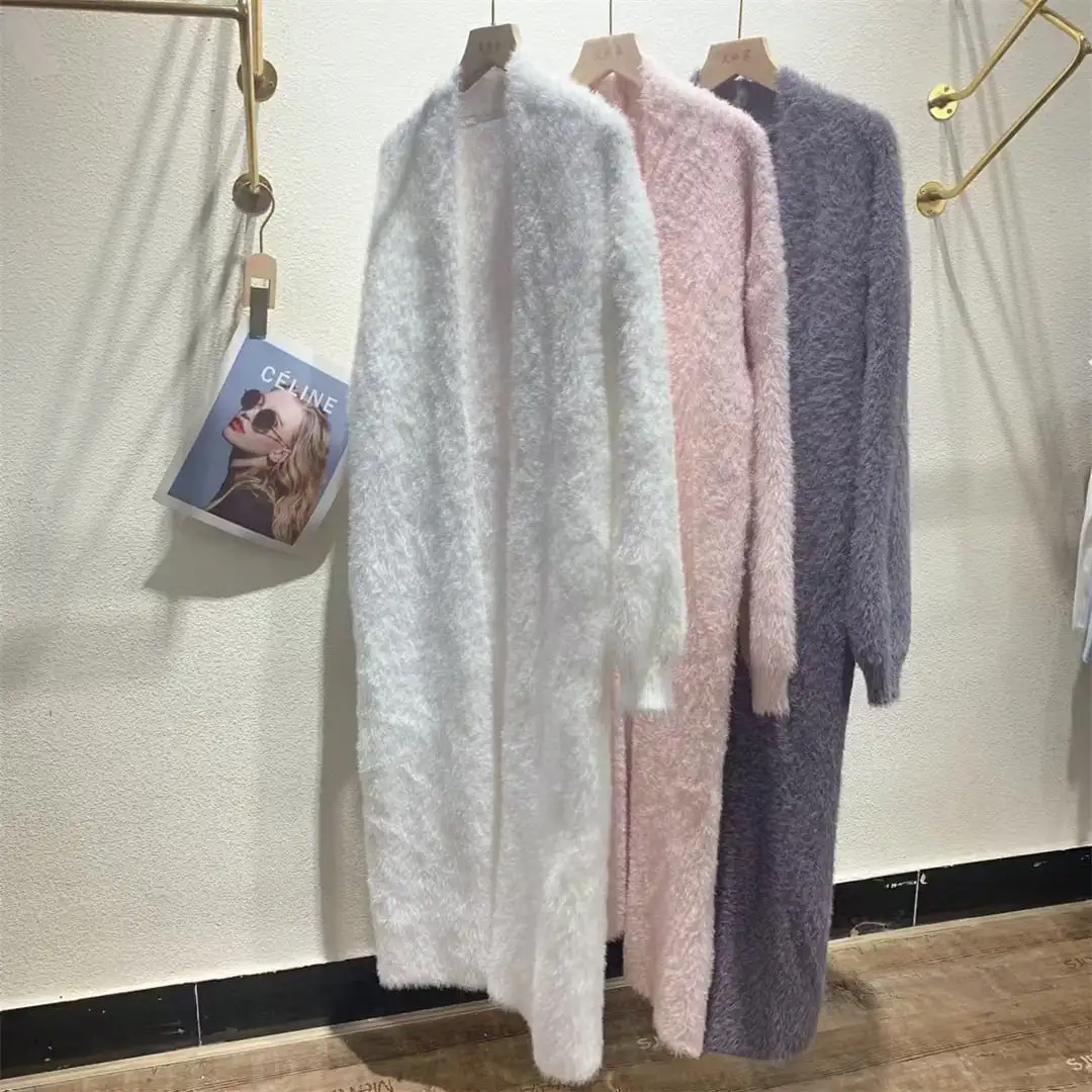 3colors ロングシルエット オーバーサイズ ニットカーディガン