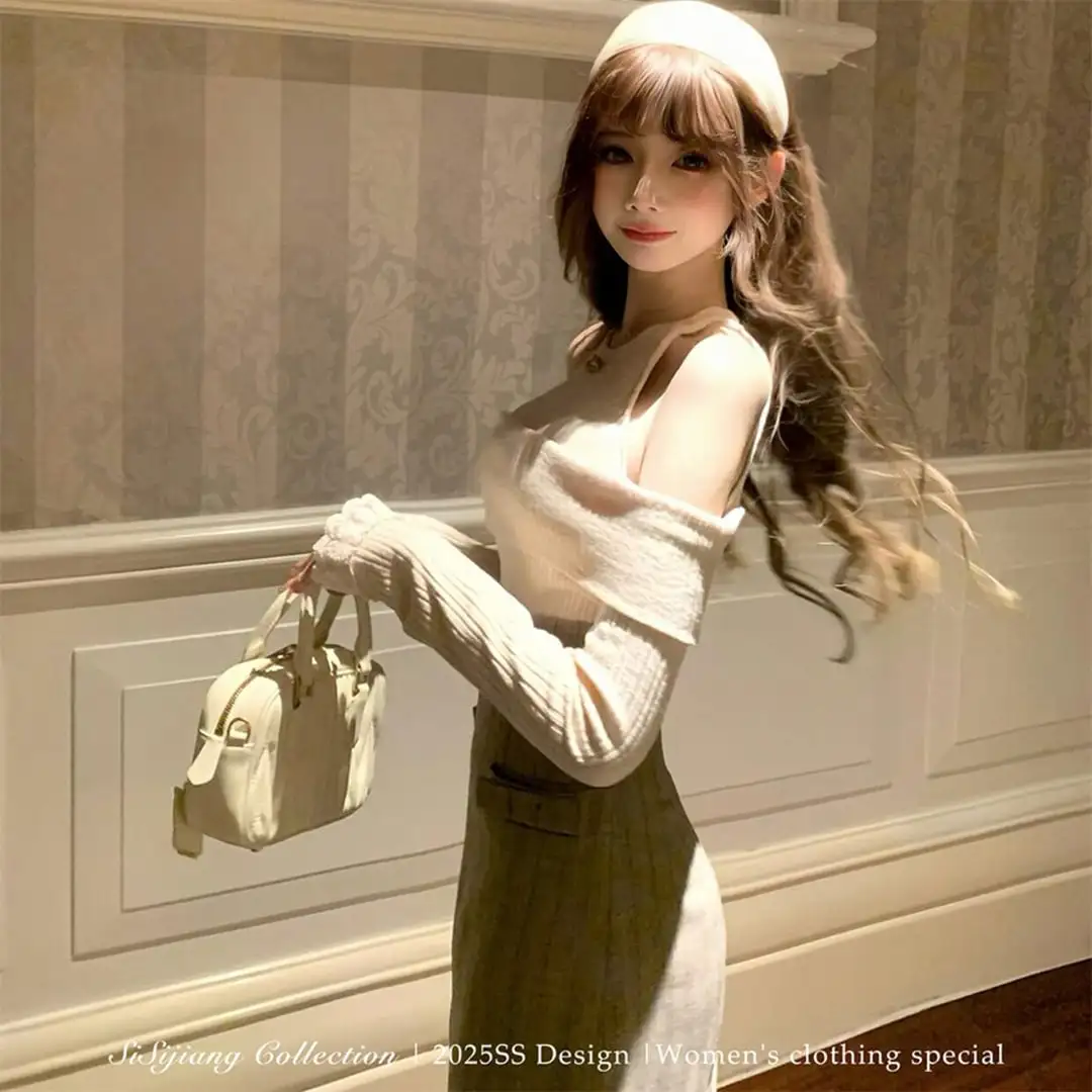 セットアップ カジュアル オフショルダー ウエストシェイプ トップス＆スカート