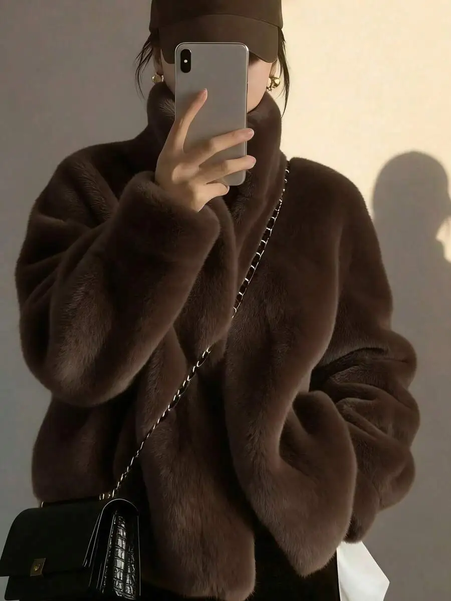 エレガント フェイクファー ジャケット 通勤 ショートファーコート