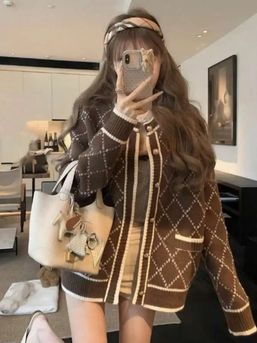 シックトップス ルーズ ニットカーディガン