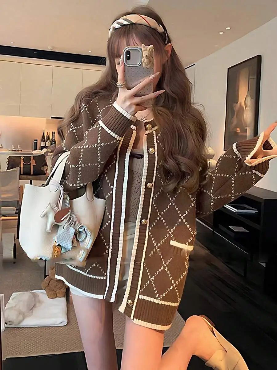 シックトップス ルーズ ニットカーディガン