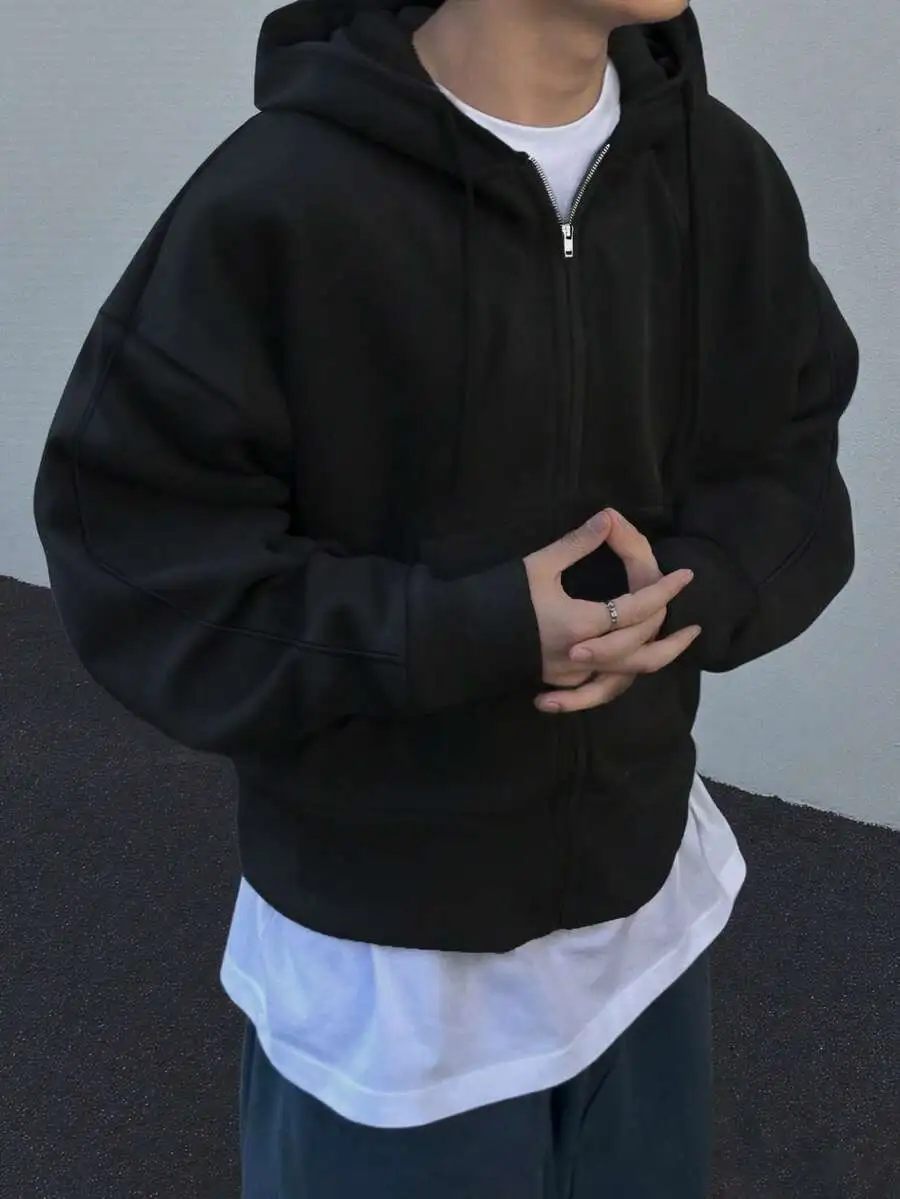 パッチワーク カジュアル ストリートウェア ゆったり ジップアップパーカー
