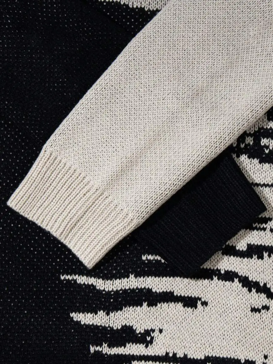 レトロ ルーズ ストリート パッチワーク セーター 長袖 トップス