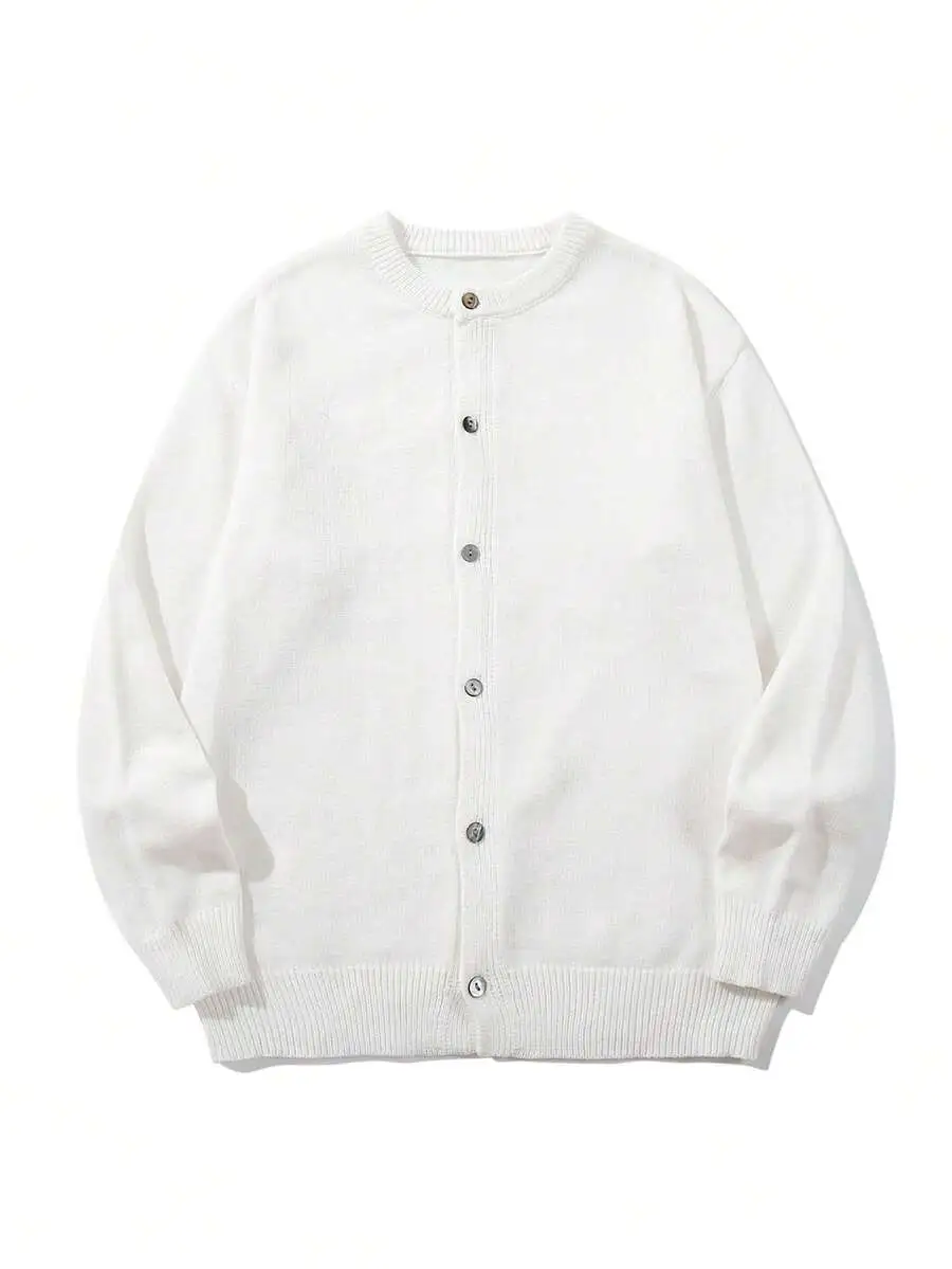 カジュアル ルーズ 無地 高品質 通勤 ラウンドネック カーディガン ニット セーター