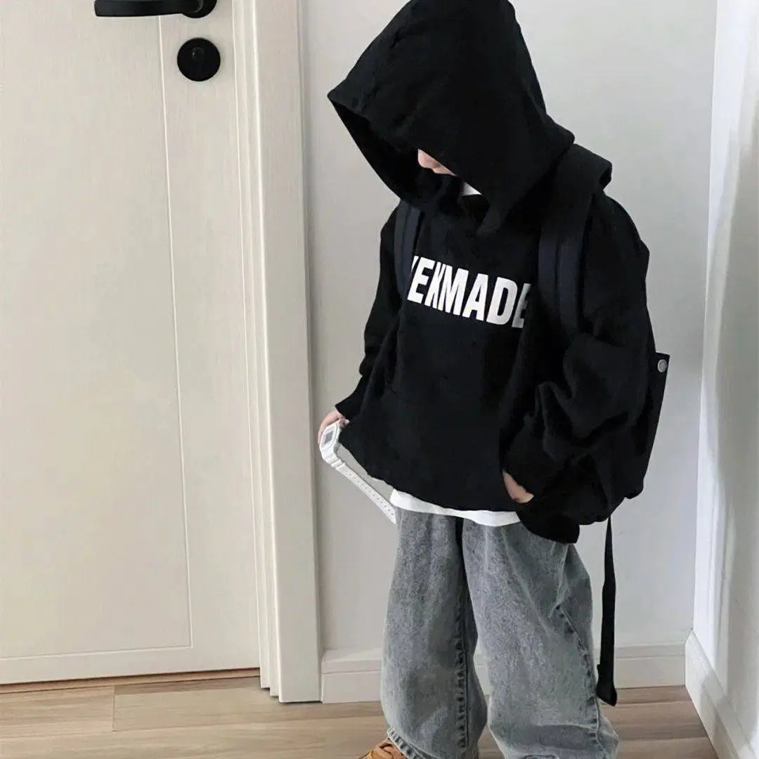 【90-160cm】大好評 カジュアル カッコイイ ルーズ フード付き パーカー