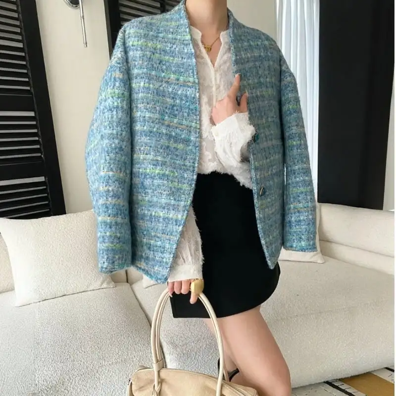 フレンチシック マルチカラー ハイゲージツイード テーラードジャケット