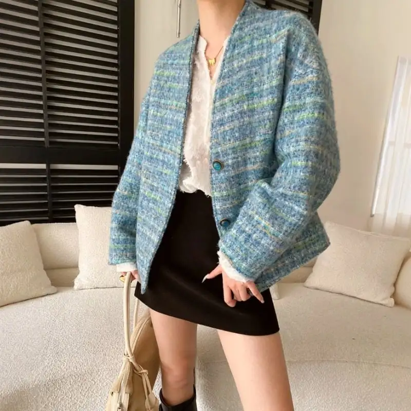 フレンチシック マルチカラー ハイゲージツイード テーラードジャケット