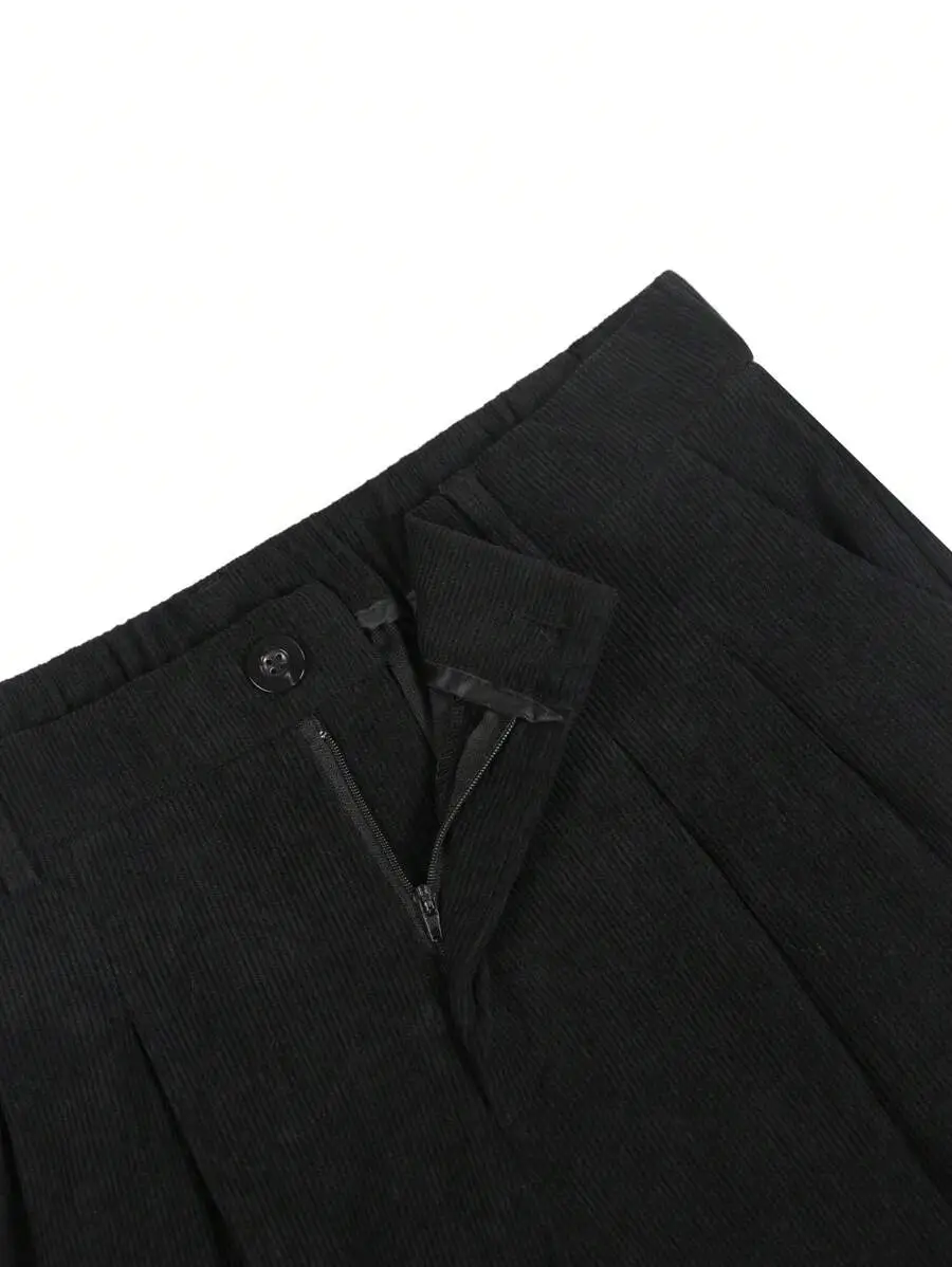 コーデュロイ ワイドパンツ ベルトなし サイドポケット メンズ