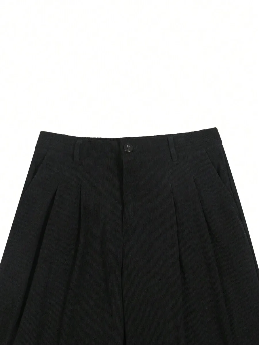 コーデュロイ ワイドパンツ ベルトなし サイドポケット メンズ