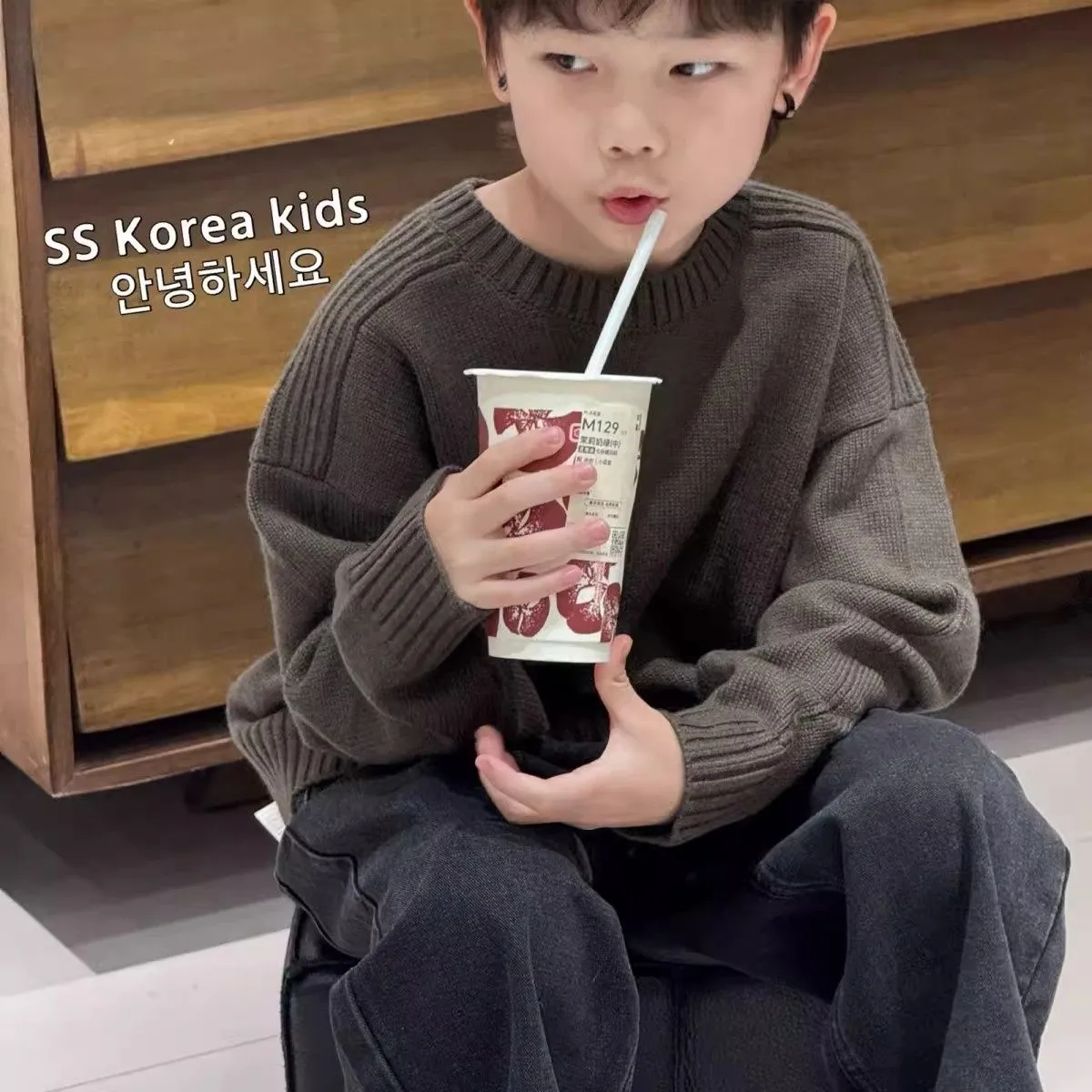 【100-150cm】絶対欲しい！カジュアル トレンド カッコイイ ニット セーター