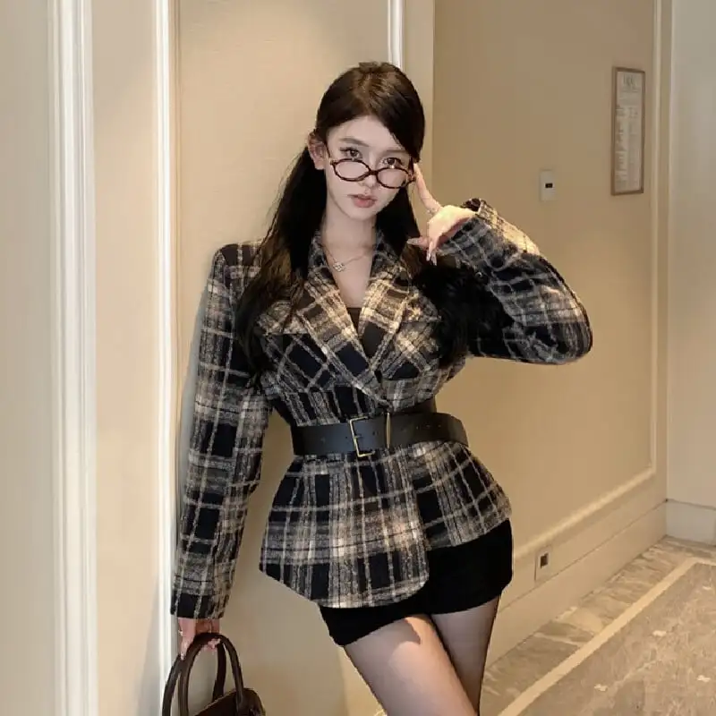 アウター スーツ ジャケット チェック柄 レトロ ファッション